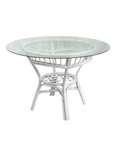 Round table Classic, natural ratan, white, Dia.60xh75 cm