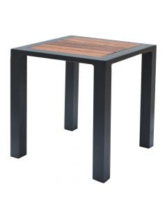Tavolinë plazhi për shezllona, alumin/dru iroko, gri antrazit, 37x37xH40 cm