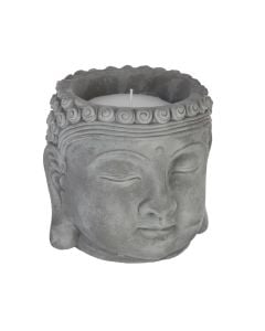 Scented candle with ceramic holder, Buddha, Citronella scent, white, D13.5 x H13 cm, 200 g