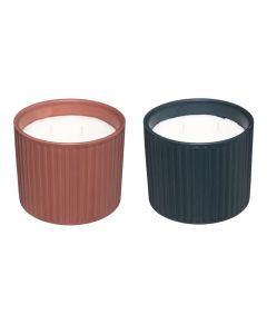 Aromatic candel with 2cwicks, parafine / ceramic, different colors, Dia. 11x14 cm