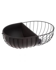 Fruit basket, metalic+PP, black, 32x21.2x10.5 cm