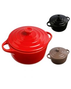 Round barrel with lid, ceramics, different colors, Dia.10x7.8 cm
