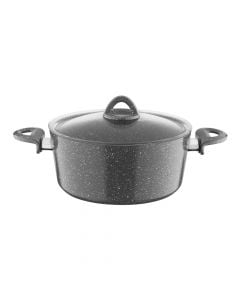 Induction granite pot with lid, aluminum, gray, Dia.20x10 cm / 2.7 Lt