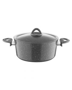 Induction granite pot with lid, aluminum, gray, Dia.24x11 cm / 4.4 Lt