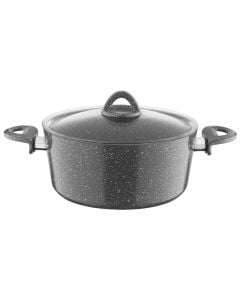 Induction granite pot with lid, aluminum, gray, Dia.26x12 cm / 5.5 Lt