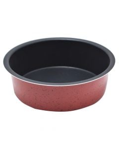 Non-stick circular casserole, metal, black / red, Dia.18x6 cm