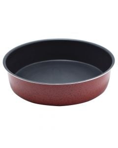 Non-stick circular casserole, metal, black / red, Dia.26x6.5 cm