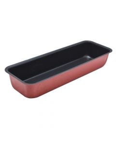 Non-stick rectangular pan, metal, black / red, 35x10x6 cm