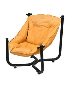 Relax chair, metalic / polyester, mustard, 69x70xH85 cm