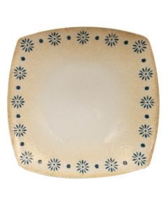 Tokyo flat square plate, porcelain, beige with decor, Dia.26 cm