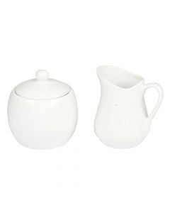 Alpina milk and sugar jar set (PK 2), ceramic, white, Dia.6.3 / 7.7 x H8.5 / 7.7 cm