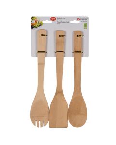 Alpina cooking spatula set (PK 3), bamboo, brown, 29.5 cm