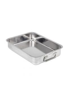 Oven casserole with handles, stainless steel, silver, 30x21 cm
