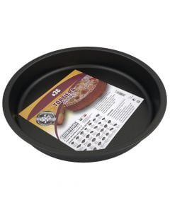 Circular anti-stick baking pan, aluminum, black, Dia.36xH6 cm