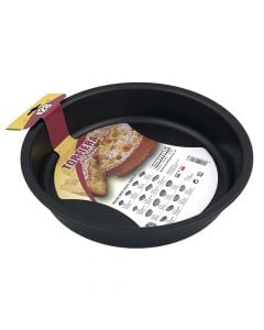 Circular anti-stick baking pan, aluminum, black, Dia.28xH6 cm