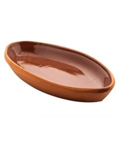 Long clay pot, ceramic, brown, 23x13x3,5 cm / 0.7L