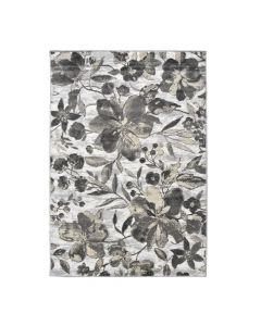 Sila carpet, modern, heatset, gray with flowers, 133x190 cm