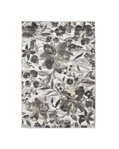 Sila carpet, modern, heatset, gray with flowers, 160x230 cm