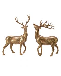 Decorative deer, polyresin, gold, 26 cm