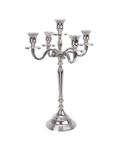 Decorative candle holder, aluminum, silver, 40 cm