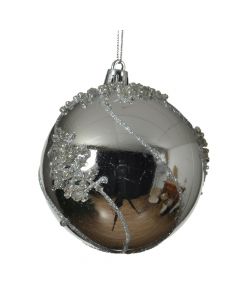 Decorative sphere, plastic, silver, Dia. 8 cm