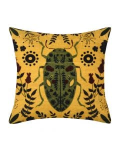 Curiosity decorative pillow, cotton, mustard, 40x40 cm