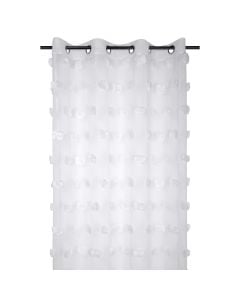 Pompinou full curtain with rings, polyester, white, 140x260 cm
