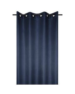 Copenhague full curtain with rings, polyester, blue, 140x260 cm