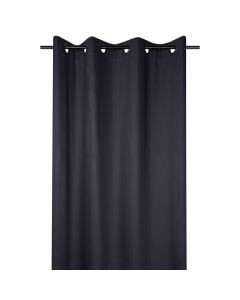 Oxford full curtain with rings, cotton, black, 140x260 cm