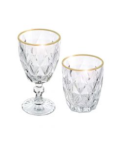 Set of glasses with throne (PK 12), glass, transparent/gold, 30 cl