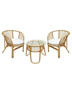 Set Love Garden, 2 karrige + 1 tavolinë, ratan, kafe, 72x71xH72cm