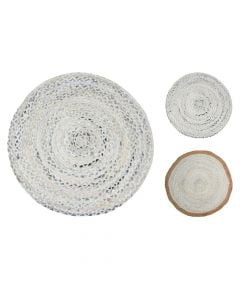 Circular rug, cotton, beige, Dia.90 cm