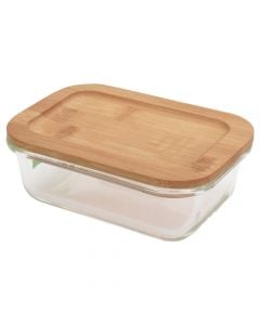 Storage container, glass / bamboo lid, transparent, 370 ml