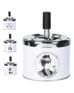 Ashtray with pressing pin, metal, White, 9x12 cm