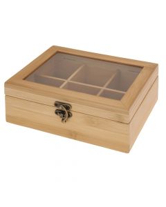 Tea storage box, bamboo, brown, 7.8x16x21 cm