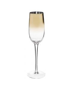 Arya champagne glass (PK 6), glass, gold, 21 cl