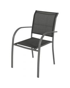 Karrige me krahë, alumin/tekstilen, gri, 56x65xH87 cm