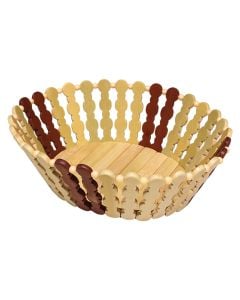 Round Basket, Size: 19 cm, Color: Natural/Brown, Material: Bamboo