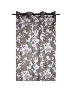 Veil curtain with rings Curiosity, polyester, withe with flowers140x260 cm