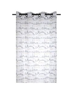 Veil curtain with rings Roadtrip, polyester, white with design140x260 cm