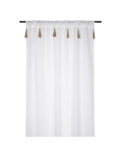 Veil curtain with rings Ibiza, polyester, white, 140x260 cm