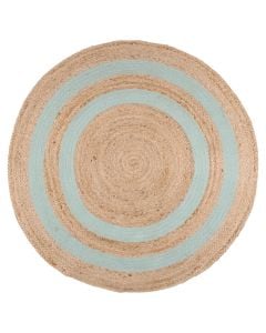 Decorative round rug Maori, 20% cottom / 80% jutte, green / brown, Dia.90 cm