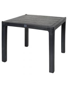 Square table with glass top Zer, PP/glass, anthracite, 90x90xH73 cm