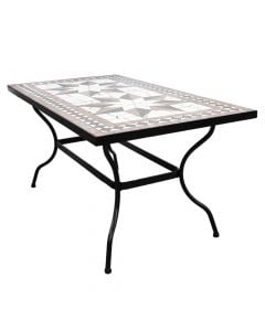 Tavolinë drejtëkëndore Mosaic, metal / qeramikë, ngjyra të ndryshme, 160x90xH75 cm