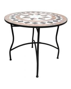 Mosaic circular table, metal / ceramic, different colors, Dia.90xH73 cm