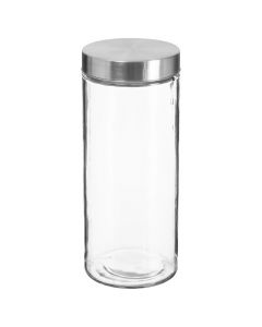 Jar with lid, glass/stainless steel, transparent, Dia.11 x H. 27.6 cm
