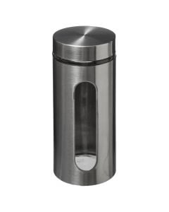Hermetic jar, stainless steel/glass, silver, Dia.10xH22.5cm / 1.2 Lt