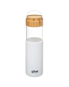 Shishe uji me kapak hermetik, qelq/silikon/bambu, e bardhë, Dia.6.8xH24cm / 550 cc