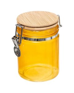 Hermetic jar, glass/bamboo, transparent/yellow, 750 cc
