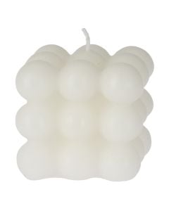 Qiri dekorues kuboid, parafinë, e bardhë, 5.5x5.5 cm